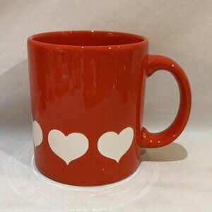 VTG Waechtersbach Ceramic Pottery Coffee Mug Red with Heart Pattern Germany